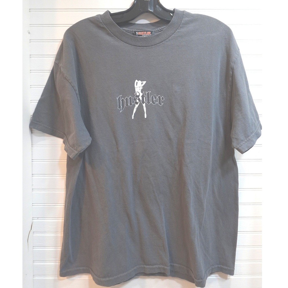 Vintage Hustler T-shirt Men's Large Hardcore Since 74 Gray 90s Graphic Tee